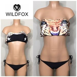 New. WILDFOX Tiger bandeau bikini. S-top/M-bottom